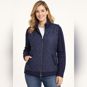 Talbots Quilted Jacket Navy Blue Size XL